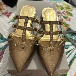 Marc Fisher Gold Stud Mules